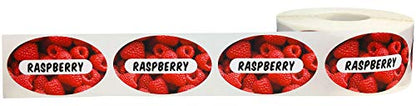 Raspberry Grocery Store Food Labels 1.25 x 2 Inch Oval Shape 500 Total Adhesive Stickers - color: Raspberry