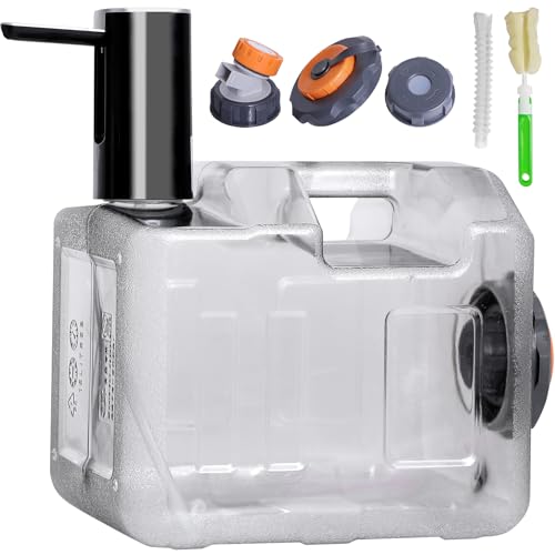 RedSwing Portable 4 Gallon Water Jug with Electric Water Pump, Type-C Rechargeable Self-Priming Dispenser, No-Leak Collapsible Container with Spigot for Outdoor Camping Hiking Travel - color: Gray with Pump