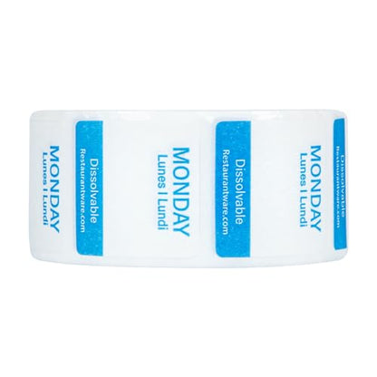 Restaurantware RW Smart 1 Inch x 1 Inch Food Rotation Labels 3500 Dissolvable Food Safety Labels - Premium Trilingual Paper Day Of The Week Labels For Food Storage Or Prep Weekly - style: 7-Day