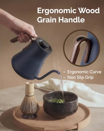 INTASTING Gooseneck Electric Kettle, ±1℉ Temperature Control, Stainless Steel Inner, Quick Heating, for Pour Over Coffee, Brew Tea, Boil Hot Water, 0.9L (Navy Blue) - color: Navy Blue