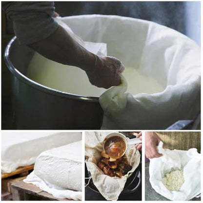 SECFOU Reusable Cheesecloth Food Strainer Cloth for Cheese Making and Tofu 60×60cm Cotton Filter Cloth with Hemmed Edges, 2pcs Set for Kitchen Straining and Draining