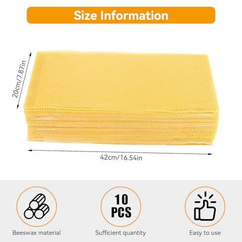 Agatige 10PCS Beeswax Sheets for Candle Making, Natural Beeswax Honeycomb Foundation Sheets Candle Rolling Kit for Kids Adults