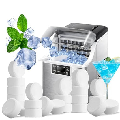 Ice Machine Cleaner Tablets Descaler, 48 Pack Ice Maker Cleaner, Nickel Safe Scale for Countertop Portable Nugget Ice Makers Cleaning, Remove Hard Water Buildup, Odor-Free