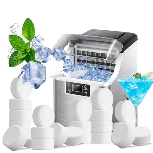 Ice Machine Cleaner Tablets Descaler, 48 Pack Ice Maker Cleaner, Nickel Safe Scale for Countertop Portable Nugget Ice Makers Cleaning, Remove Hard Water Buildup, Odor-Free