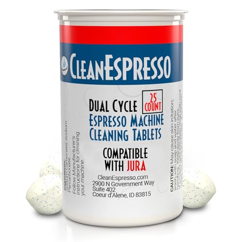 CleanEspresso - 25 Cleaning Tablets Designed For Jura Coffee Machines - 3.5g Dual Cycle Espresso Machine Cleaning Tablets for Jura Espresso Machines - Coffee Maker Cleaner