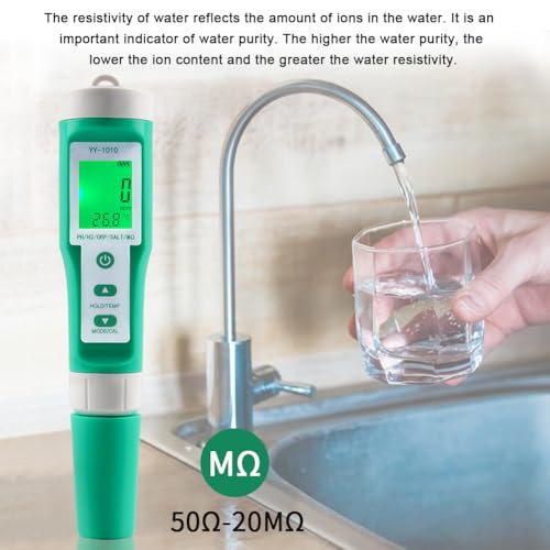 Hydrogen Water Tester 10 in 1 Resistivity/Fertility/H2/pH/TDS/EC/ORP/S.G/Salt/Temp Meter with ATC pH Meter,0.01 High Accuracy pH Tester Digital,TDS Meter PPM Meter for Drinking,Hydroponics,Pool. - size: 10-1