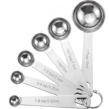 Measuring Spoons, Premium Heavy Duty Stainless Steel Measuring Spoons Cups Set, Small Tablespoon with Metric and US Measurements, Set of 6 for Measuring Dry and Liquid Ingredients - size: 6PCS