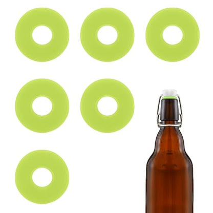 6pcs Dopamine color Silicone Gaskets Washers Seals for Cap Swing Flip Top Bottle for Home Brew Beer Soda Bottle Sealingflat,no cover (Lime Green) - color: Lime Green