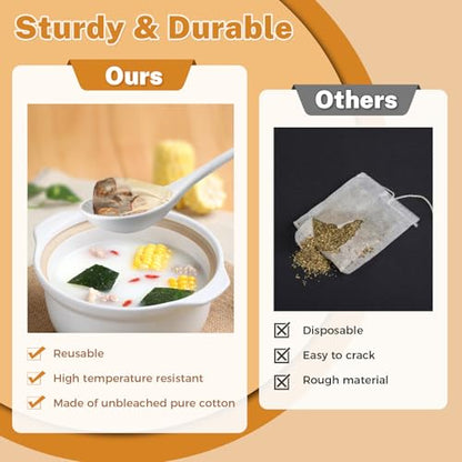 20 Pcs Muslin Bags with Drawstring, Reusable Tea Bags, Spice Bags for Cooking Soup/Herb/Loose Leaf Tea, Natural Cotton Cheese Cloth Bag for Straining, Sachet Bags Empty, 6 x 4 Inches - size: 6 x 4 inches