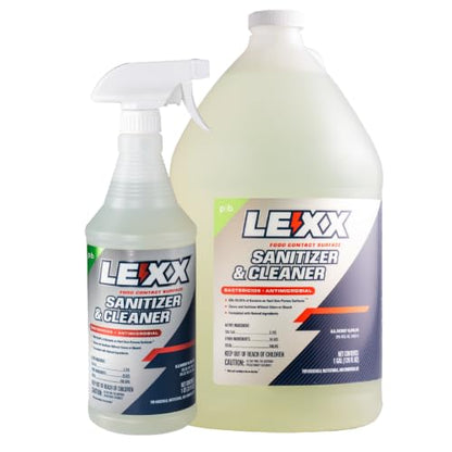 LEXX® Sanitizer Spray Bundle, 32 oz Quart Bottle + 1 Gallon, EPA Registered Food Contact Surface Sanitizer & Cleaner, NSF Category A1, D2, Antibacterial, Multi-Surface, No Rinse