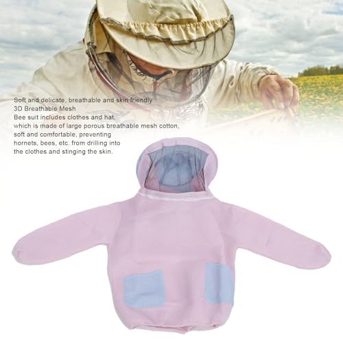 Pssopp Cotton Ventilated Bee Jacket, Secure Cuffed Sleeves Veil Breathable Mesh Design Professional Beekeeping Jacket for Women Beginner Beekeeper