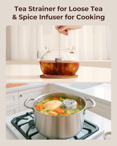 2 Pack Reinmoson Large Tea Infuser for Loose Tea & Spice Ball for Cooking | 2.1” x 2.9” Extra Fine Mesh Large Tea Strainers, 304 Stainless Steel Loose Leaf Tea Steeper for Black Tea, Rooibos, etc - size: Large
