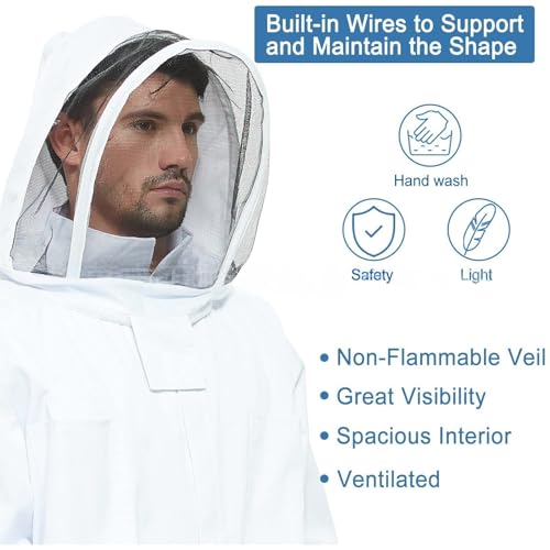 Bee Suit, Full Body Beekeeper Costume Nylon Beekeeping Protective Clothing with Ventilated for Beekeeper