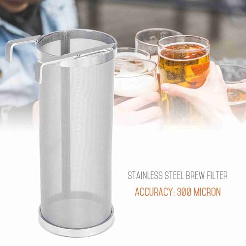 Beer Brewing Dry Hopper Filter, 300 Micron Mesh Brew Filter Stainless Steel Homemade Brew Beer Hop Mesh Filter with Hook for Home Beer Brewing 10 x 25.5cm (10 * 25.5cm)