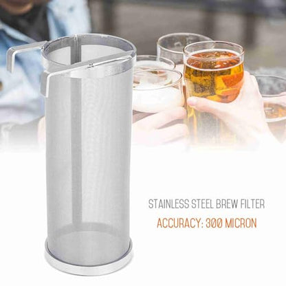 Beer Brewing Dry Hopper Filter, 300 Micron Mesh Brew Filter Stainless Steel Homemade Brew Beer Hop Mesh Filter with Hook for Home Beer Brewing 10 x 25.5cm (10 * 25.5cm)