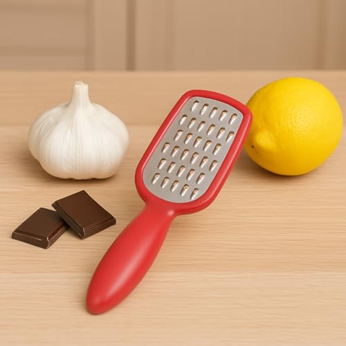 2 Pcs. Stainless Steel Mini Grater Cheese Garlic Nutmeg Chocolate 5" BPA Free - color: Red