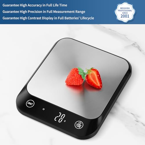Vitafit 22lb Digital Food Kitchen Scale, High Accuracy Assured by Weighing Professional Factory Since 2001, Weight Loss, Baking and Cooking, LED Display, Batteries Included, Black