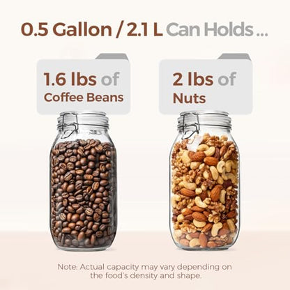 ComSaf 71oz Glass Canisters with Airtight Clamp Lids (Set of 3), 2.1L Large Fermentation & Pantry Jars for Bulk Food Storage, Ideal for Flour, Sugar, Sourdough Starter, and Pickling - 2.2 Quart - size: 71oz*3