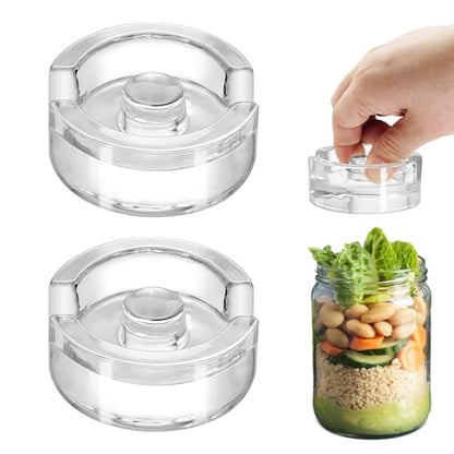 2Pcs Fermentation Glass Weights with Easy Grip Handles, Clear Canning Weights and Pickling Glass Weight for Wide Mouth Mason Jars, Fermenting Kit, Kimchi, Sauerkraut (2)
