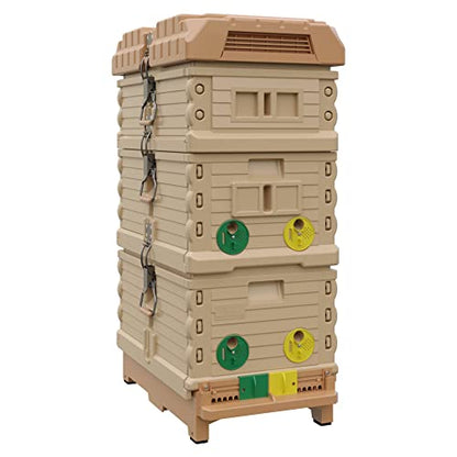 Apimaye Insulated 7 Frame Langstroth Nucleus Assembled Bee Hive Set (Tan Hive wih No Frames) - style: Tan Hive wih No Frames