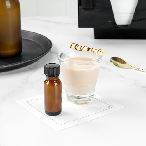 Restaurantware Vetri 0.5 Ounce Boston Glass Bottles, 48 Sample Bottles With Black Phenolic Caps - Dishwashable, Round, Amber Glass Bottle, For Potion, Juice, Ginger Shots, Whiskey, Liquids - color: Amber, size: 0.5 oz