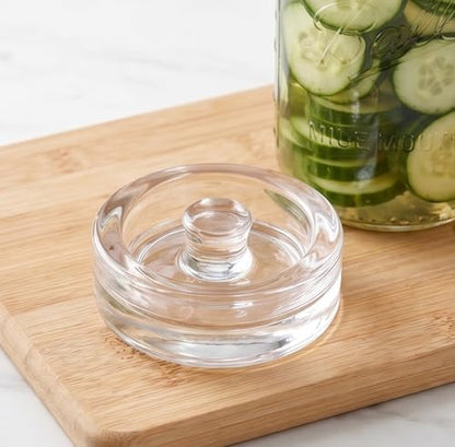 Mason Jar Fermentation Lid - Wide Mouth Pouring & Storage, Glass Weights for Home Kitchen