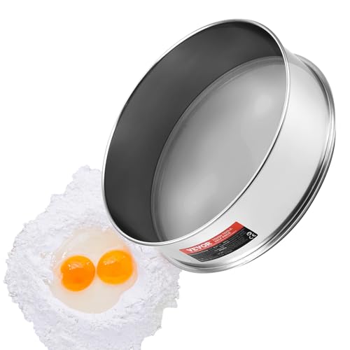 VEVOR Fine Mesh Flour Sieve, 150 Mesh Sifter, 304 Stainless Steel Food-Grade, 12.6" Strainer for Baking, 5 Sizes Mesh Hole for Mungbean, Rice, Pearl Powder - style: 150 Mesh