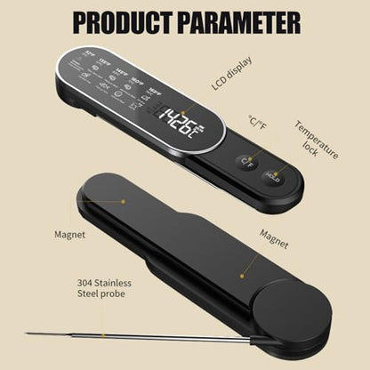 Smart Meat Thermometer Digital with Ultra-Fast 0.5 Sec Instant Read, Oven Safe for Grill, BBQ, Smoker, Candy