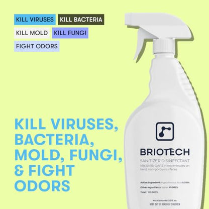 BRIOTECH Sanitizer Disinfectant Hypochlorous, Kill 99.99% of Viruses & Bacteria, Control Mold, Eliminate Odor, Gentle for Nursery & Play Rooms, Food Contact Surface Sanitizer, 1 Gallon Refill - size: 128 Fl Oz (Pack of 1)