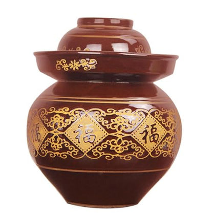 MRYBD Chinese Kimchi Jar Ceramic Fermenting Jar with Fermentation Lids, Fermenting Crock with Water Seal Airlock Lid, Ceramic Sealed Pickles Jar Fermentation Starter Kit 4Kg - size: 4Kg