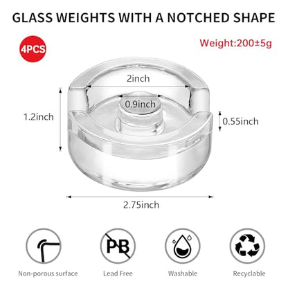 4Pcs Fermentation Glass Weights for Wide Mouth Jars - Pickle Bottles with Sealing Lids for Efficient Fermenting - Durable, Transparent Fermenting Lids and Weights for Sauerkraut, Kimchi (D Gap) - size: D Gap