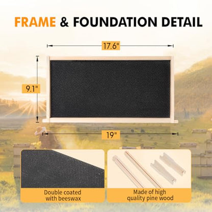 10 Frame Deep Brood Beehive Box Wax Coated Bee Hives Includes Beehive Frames and Waxed Foundations (Unassembled) - size: Brood deep box