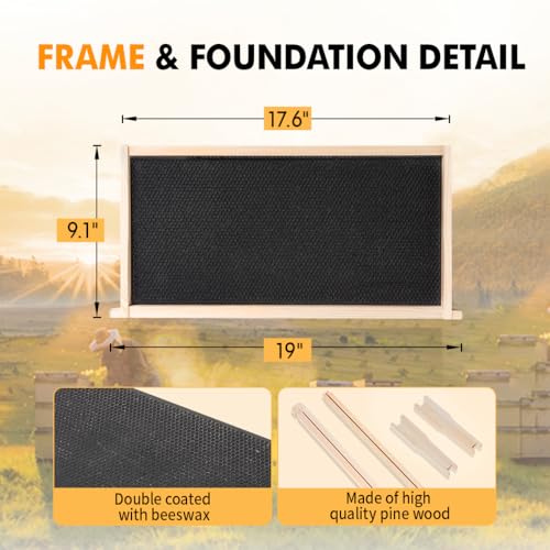 10 Frame Deep Brood Beehive Box Wax Coated Bee Hives Includes Beehive Frames and Waxed Foundations (Unassembled) - size: Brood deep box
