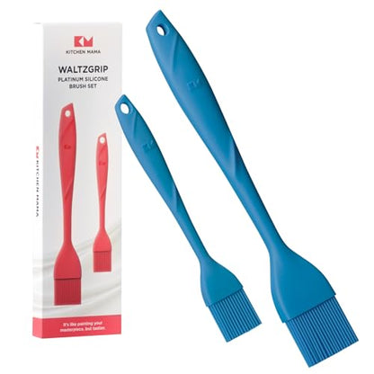 Kitchen Mama WaltzGrip Platinum Silicone Basting Pastry Brush, Blue | Heat-Resistant, For Cooking, Baking, Grilling, Spreading Oil or Butter, Dishwasher-Safe - color: Blue