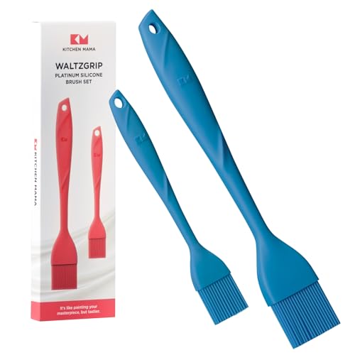 Kitchen Mama WaltzGrip 플래티넘 실리콘 베이스팅 페이스트리 브러시, 블루 | 내열성, 요리, 베이킹, 그릴링, 오일 또는 버터 스프레딩용, 식기세척기 사용 가능 - color: 블루.