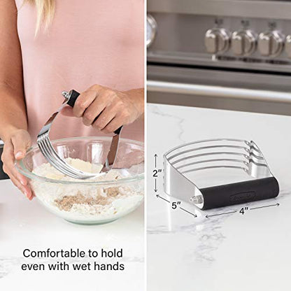 Spring Chef Dough Blender, Top Professional Pastry Cutter with Heavy Duty Stainless Steel Blades, Large Size, Black - color: Black, size: 4" Large