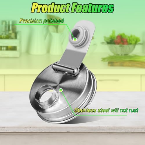 Mason Jar Pour Spout Lid Stainless Steel, Regular Mouth Pour Spout Flip Cap Lids for Mason Jars, Anticracking Leak Proof Seal Cover Airtight for Drinking Salad Dressing & Food Storing(4PCS) - style: Regular Mouth Stainless Steel Lid 4 PCS
