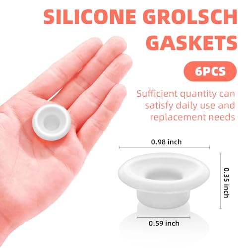 6 PCS Silicone Bottle Cap Gaskets, Leak Resistant Replacement Seals for Swing Top Bottles, White (White full cover) - color: White full cover