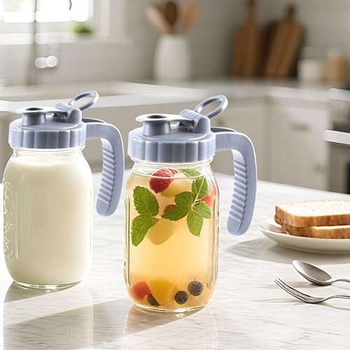 Glass 32 Oz Mason Jar Pitchers With Pour Lid 1 Quart Breast Milk Pitcher Wide Mouth Breastmilk Storage Jug Container For Fridge Coffee Creamer Iced Sun Tea Juices Lemonade Airtight 2 Set - color: 32 OZ 2PC