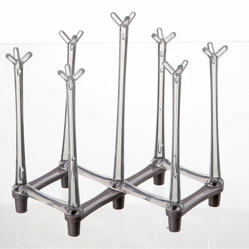 Retractable Cup Drying Rack, Plastic Non-Slip Glass Bottle Drainer Stand and Bottle Drainer for Kitchen Countertop, Grey - color: Gray