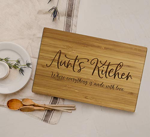Andaz Press Large Bamboo Wood Cutting Board Gift, 17.75 x 11-inch, Aunt's Kitchen Where Everything is Made With Love, 1-Pack, Engraved Serving Chopping Board Christmas Birthday Chef Kitchen Ideas - color: Aunt