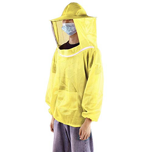 Beekeeping Jacket, Bee Suit Bee Jacket with Veil Professional Ventilated Beekeeper Suit Beekeeping Tools (Yellow) - color: Yellow