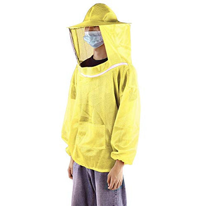 Beekeeping Jacket, Bee Suit Bee Jacket with Veil Professional Ventilated Beekeeper Suit Beekeeping Tools (Yellow) - color: Yellow