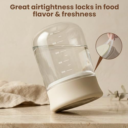 OURCABECUE Wide Mouth Mason Jar 27 oz, 2026 Upgrade 90° Rotating Lid Glass Storage Jar, Food Grade Overnight Oats & Yogurt Jar, Dry Snacks Candies jar - color: White, size: 27OZ