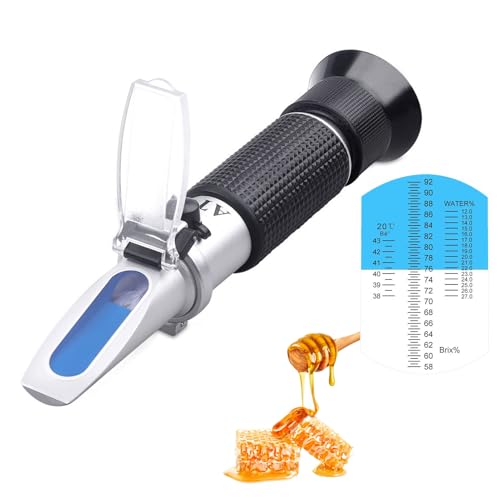 Honey Refractometer with ATC - Measures Honey Moisture, Brix, and Baume, 58-90% Brix Scale Range - size: Honey Refractometer