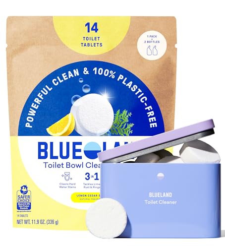 BLUELAND Toilet Bowl Cleaner Tablets, 14 Count (Pack of 1), Lemon Cedar, Plastic-Free, No Harsh Chemicals, Plant-Based, Septic-Safe, Removes Lime, Rust, Hard Water and Toilet Ring Stains - size: 14 Count (Pack of 1)