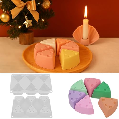 Gavery 6 Cavity Triangles Cheese Silicone Mould for Craft Food Grade Baking Tool Easy Release and