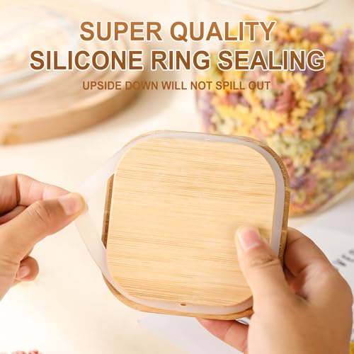 3-Pack Square Glass Containers with Bamboo Lids, 32 fl oz/720ml Airtight Canister Set, Clean Elegant Storage Jars for Candy, Coffee, Tea, Sugar, Flour, Cookies, Spices - color: square-3pcs- 32 oz