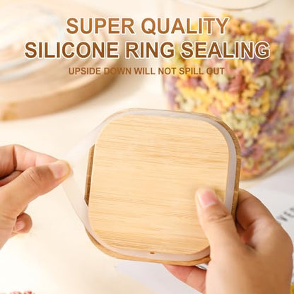3-Pack Square Glass Containers with Bamboo Lids, 32 fl oz/720ml Airtight Canister Set, Clean Elegant Storage Jars for Candy, Coffee, Tea, Sugar, Flour, Cookies, Spices - color: square-3pcs- 32 oz