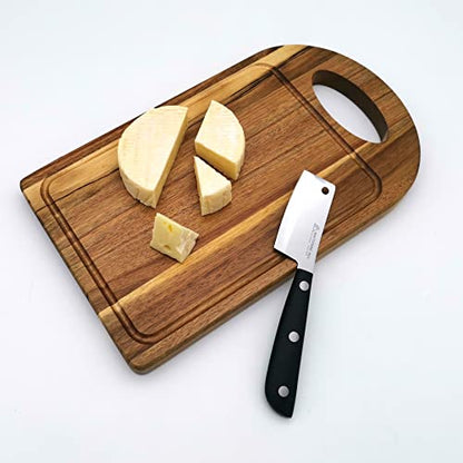 Cheese Knife - MATTSTONE HILL Cheese Cleaver, Hard Cheese Cutter, Premium Stainless Steel, Black Handle - size: 3"